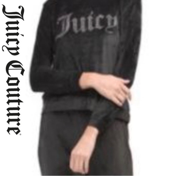 Juicy Couture Other - NWOT Juicy Couture Black Velour Pajama Sweatshirt with Logo Size Medium